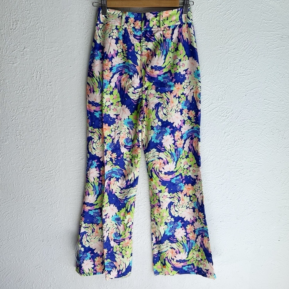 ASOS DESIGN tailored wide leg dad pants in blue floral print Sz 2 NWT - Picture 5 of 7